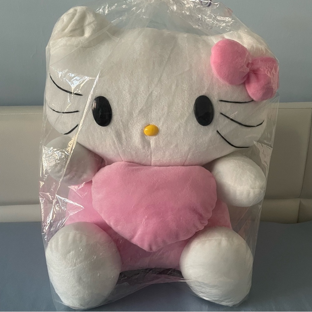 New Large Hello Kitty Cat Plush Doll Pink Heart Pink Bow Women Girls Gift